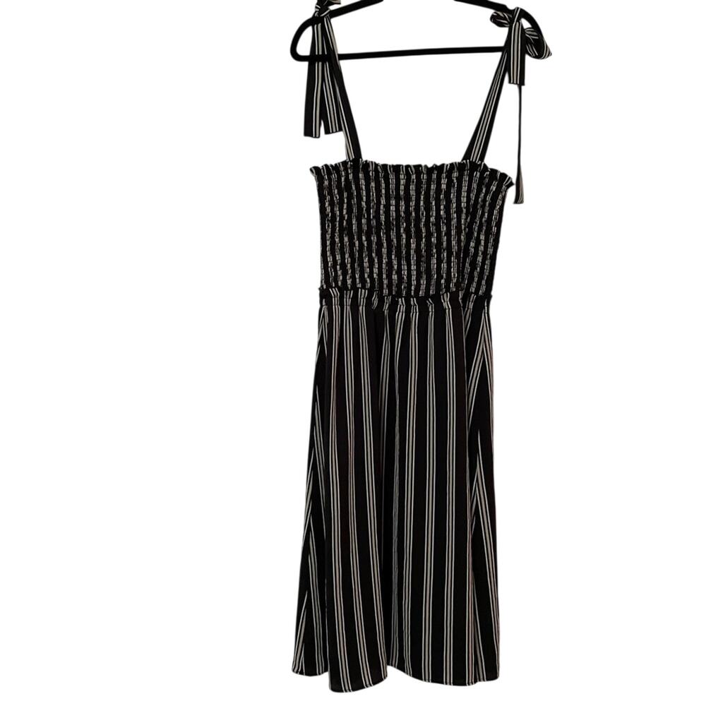 Ali & Jay Black & White Striped Smocked Mini Dress